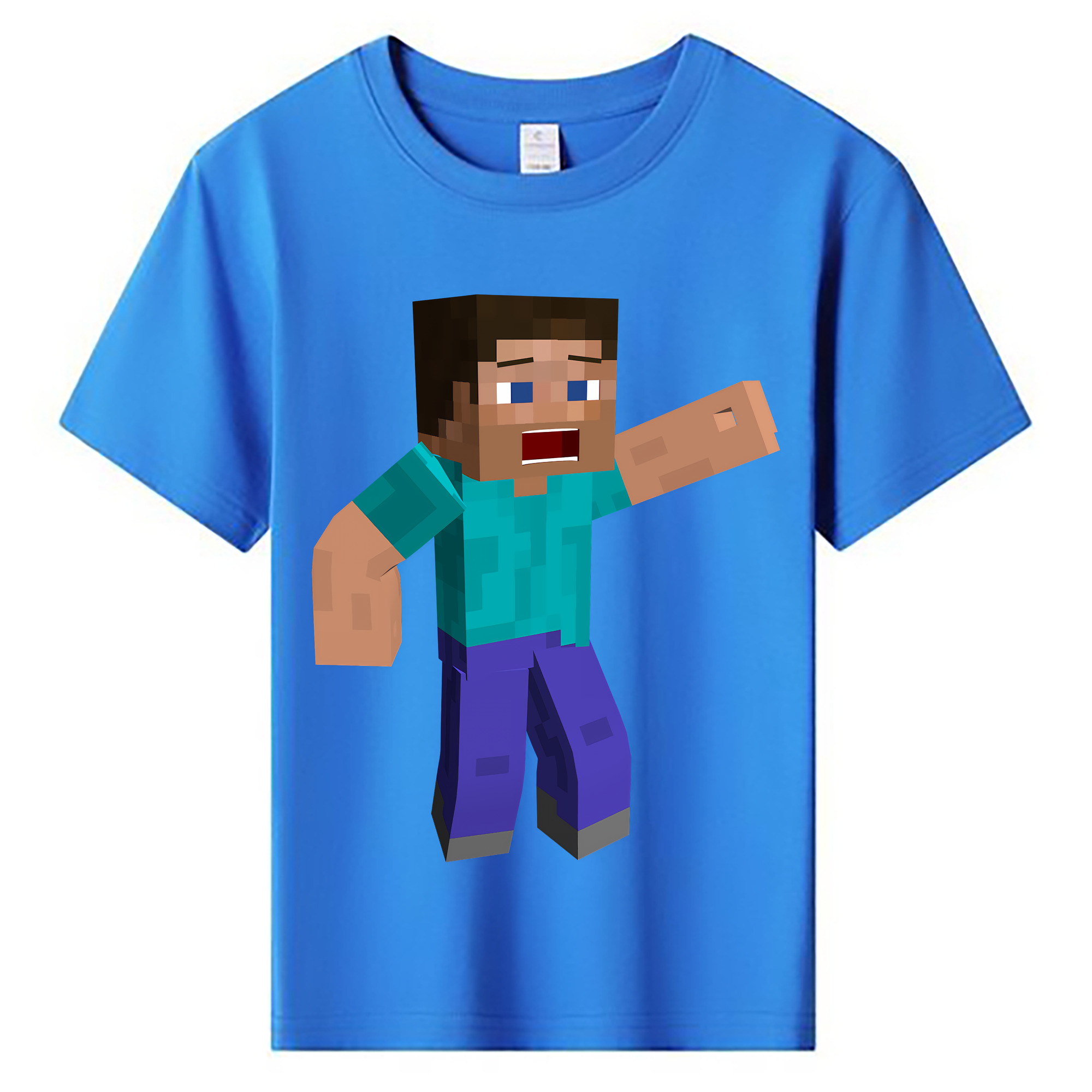 （画像用） マインクラフト ブロックの世界 Minecraft MC Block world 綿100％キッズTシャツ（フロントプリント）